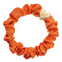 by Eloise London - Gold Heart Silk Scrunchie Orange Peel