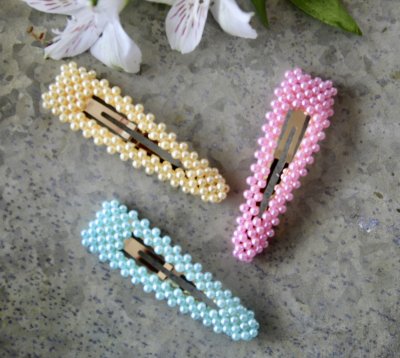 pärlclips hårspännen med pärlor