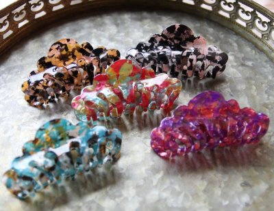 Hårklämma - Ellen svart/rosa