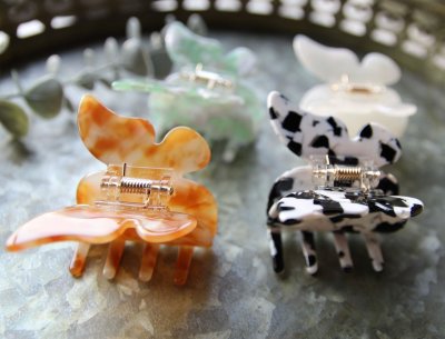 Hårklämma - Liten fjäril svart/vit