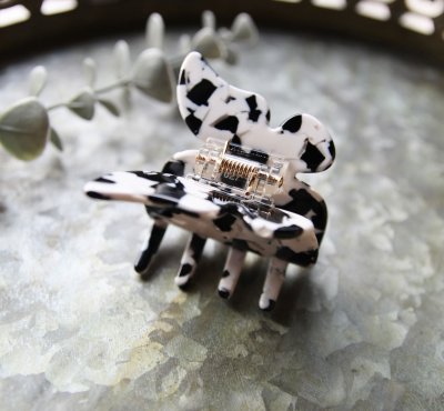 Hårklämma - Liten fjäril svart/vit