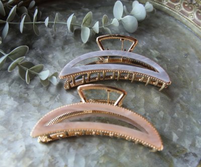 Hårklämma - Halvmåne rosa