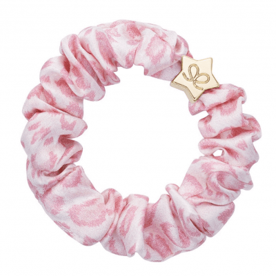 by Eloise London - Gold star Silk Scrunchie Pink Leopard