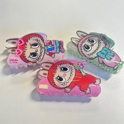 Labubu hårklämma - xl ljusrosa