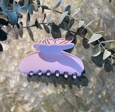 Hårklämma - Stor strass fjäril lila 