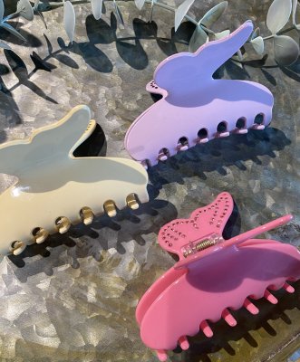 Hårklämma - Stor strass fjäril lila 