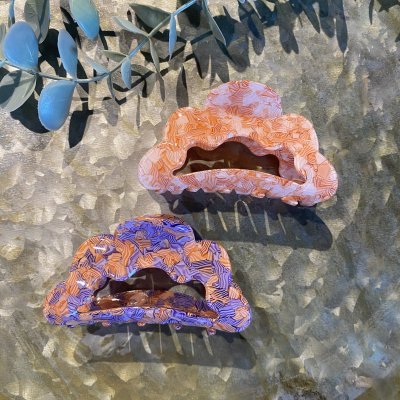 Hårklämma - Moln peach/lila 