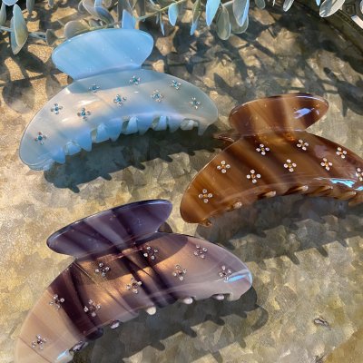 Hårklämma - Lena strass blå 