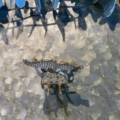 Hårklämma - Metall fjäril strass guld 