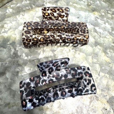 Hårklämma - Leopard grå