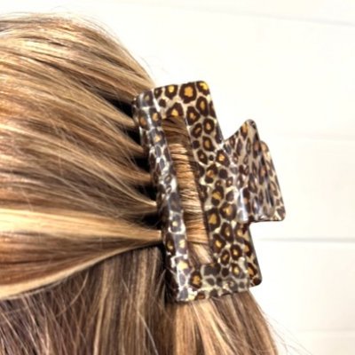 Hårklämma - Leopard grå