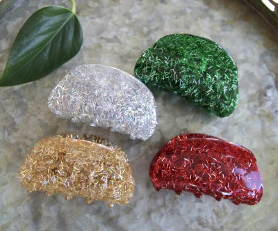 Hårklämma - Glitter grön