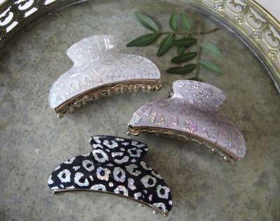 Hårklämma - Lise leopard svart 