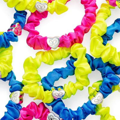 by Eloise London - Silver Heart Silk Scrunchie Lemon Yellow