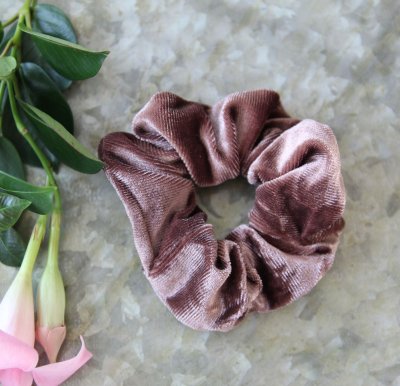 Scrunchie - Sammet mörkrosa