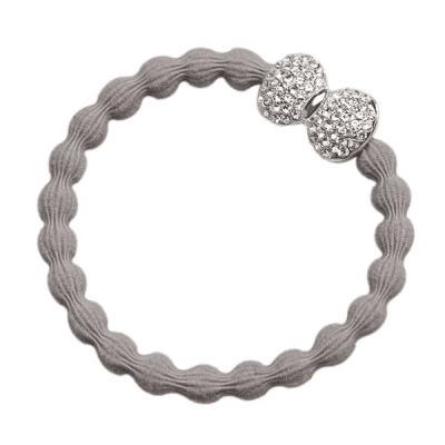 by Eloise London - Silver Diamante Bow Cloudy Grey