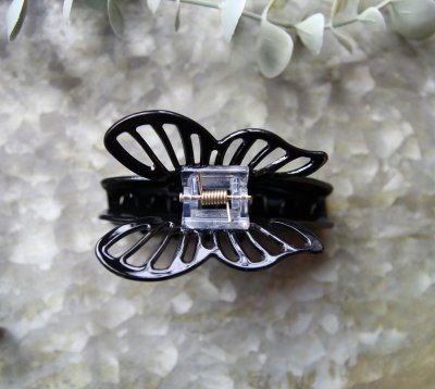 Hårklämma - stor fjäril svart 