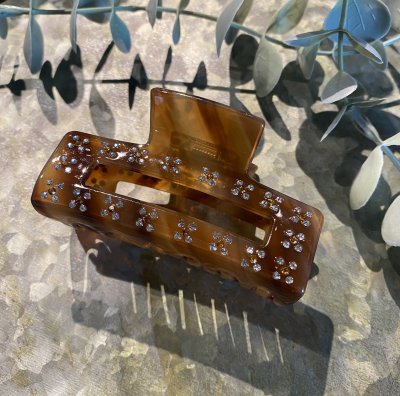 Hårklämma - Zoe strass Brun 