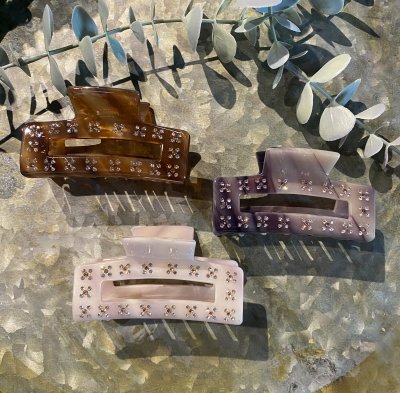 Hårklämma - Zoe strass Brun 